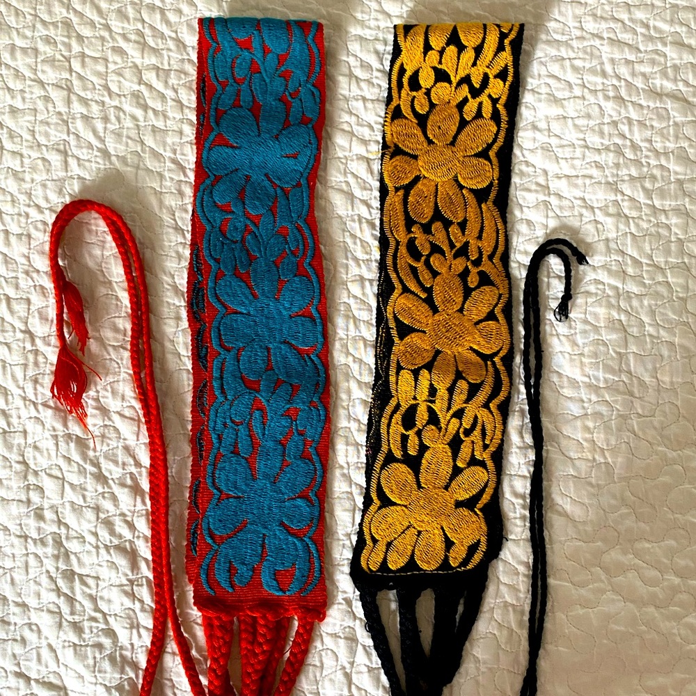 SET of TWO HANDMADE MEXICAN BELTS 100% cotton